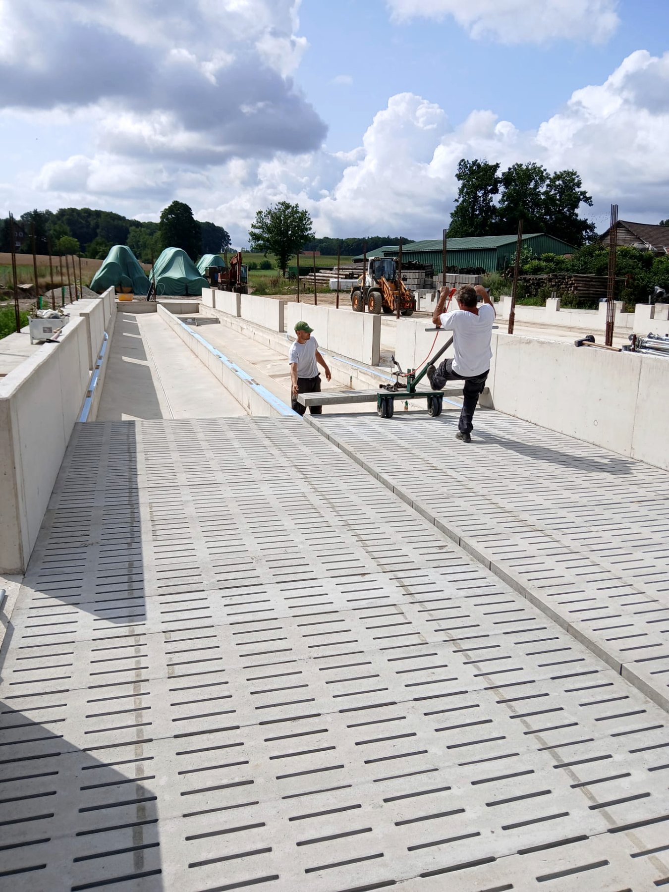 Verlegen von Betonspaltenböden im Stallneubau